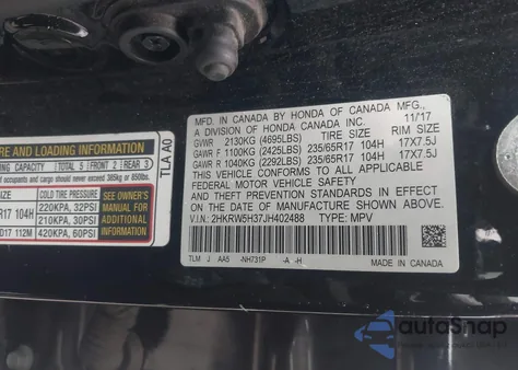 2018 Honda Cr-V Lx z USA, uszkodzony, nr VIN 2HKRW5H37JH402488